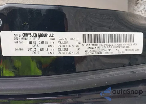 2012 Dodge Grand Caravan Sxt from USA, damaged, VIN 2C4RDGCG4CR357740